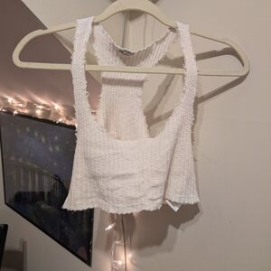 Ecote White Ribbed Crop Top